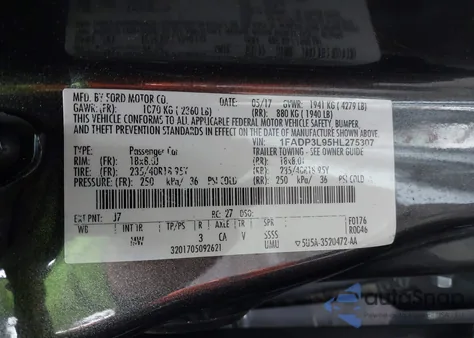 2017 Ford Focus St z USA, uszkodzony, nr VIN 1FADP3L95HL275307